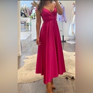 Pink Halter A-Line Backless Dress